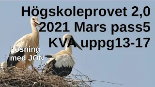 HP 2,0 2021 Mars pass5 KVA uppg13-17 Tips o lösningar av Jon / Aristofanes till högskoleprovet