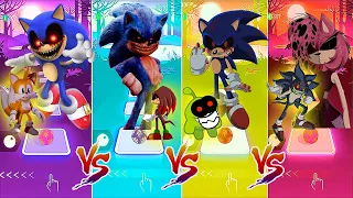 Dark Sonic Exe vs Knuckles Exe vs Demon Sonic Exe vs Amy Exe Tiles Hop EDM Rush!
