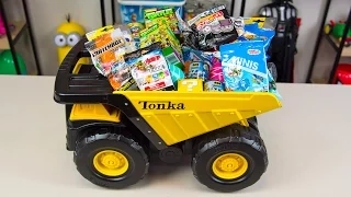 HUGE Tonka Truck Surprise Toys Bucket Toy Truck Surprise Egg Trucks Toys for Boys Kinder Playtime