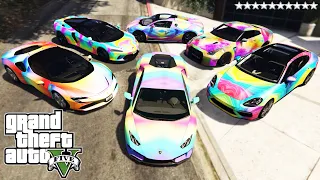 GTA 5- Stealing MODIFIED LUXURY  RAINBOW Cars with Franklin! | (GTA V Real Life Cars #52)