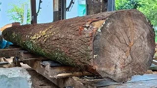 Straight and long!! Sawing super old mahogany wood