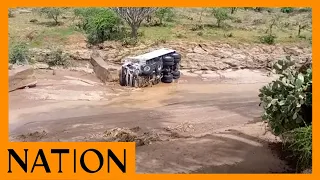 A lorry was swept away by a swollen seasonal river in Laikipia North Sub-County