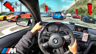 15 Minutes of Chasing Supercar Drivers In A Straight Piped BMW M4 F82 [LOUD EXHAUST POV]