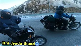 Thand se Haal Kharab | Spiti Road Condition 2023 | Winter Spiti | Modified Splendor 2023 | Tvs