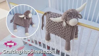 Highland Cow Baby Blanket Crochet Pattern - Perfect for Farm Themed Nurseries! Crafting Happiness