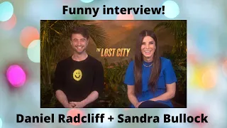 LOST CITY Daniel Radcliffe + Sandra Bullock - hilarious interview about cheese and ruining takes