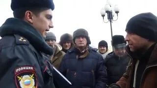 Сходка художников 26.01.16. Арбат. Общение с ментом.