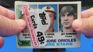 1982 Topps Cello Pack with Cal Ripken Jr rookie card on top