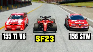 Ferrari F1 2023 vs Alfa Romeo 155 TI V6 vs Alfa Romeo 156 STW - Imola GP