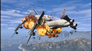 GTA5 - Giant Air Plane "Emegency Landing" on - TWO Engines  Failed_ (This is GTA5 GAME)