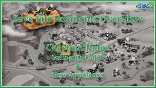 The Sims 4 // SAVE FILE RESIDENTS OVERVIEW // Chestnut Ridge: Galloping Gulch & New Appaloosa