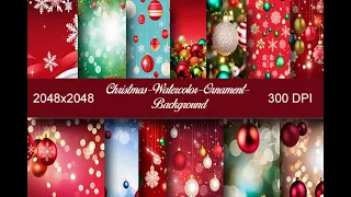 Christmas Watercolor Ornament Background 2 | abstract Background | Editing Material