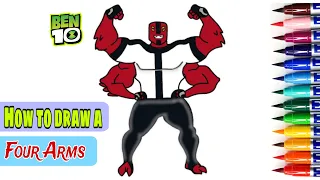 Four Arms drawing & colouring for kids | Ben 10 | how to draw Ben 10 four arms |  #ben10drawing