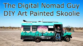 Cool DIY Art Skoolie Bus by The Digital Nomad Guy - Interview and Tour!