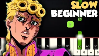 Giorno's Theme | SLOW BEGINNER PIANO TUTORIAL + SHEET MUSIC by Betacustic