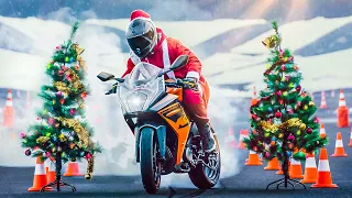 SANTA GOES MOTORCYCLE DRIFT