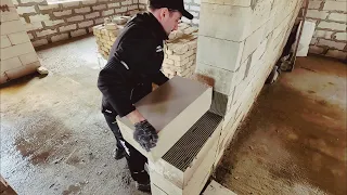 Созидание стен из газоблока и кирпича. Creation of walls from aerated block and brick.