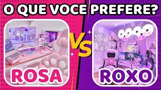 60 PERGUNTAS 🔄 O QUE VOCÊ PREFERE? | Edição 🩷ROSA vs ROXO 💜| jogo das escolhas