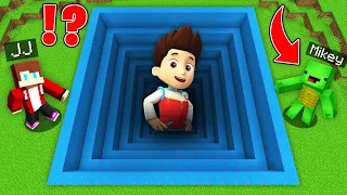JJ and Mikey Found A PAW PATROL BIGGEST PIT in Minecraft Maizen!