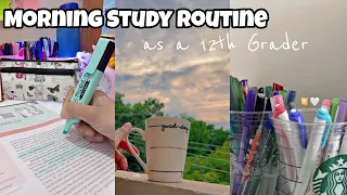 Morning Study Routine 🌱 as a 12th grader🌷Study Routine ✨ Study Vlog ⛱️ how to make notes 🍧