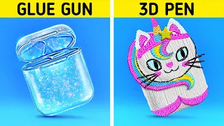 3D PEN VS GLUE GUN CRAFTS | CURIOUS WAYS TO MAKE DIY JEWELRY! Funny DIY Hacks By 123 GO! Genius