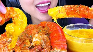 ASMR CHEESY KING CRAB SEAFOOD BOIL in BLOVES SAUCE (Eating Shrimp & Lobster) No Talking ASMR Phan