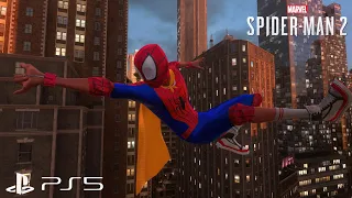 Marvel Spidermen 2 (PS5) Miles Across the Spiderverse SB suit Free Roam (4K HDR + RAY TRACING)