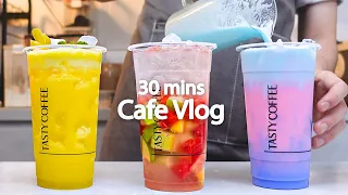 🌌컵 오브 갤럭시-카페브이로그30분모아보기🌌30mins Cafe Vlog/카페브이로그/Cafe Vlog/ASMR/Tasty Coffee#145