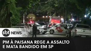 SP: Policial militar à paisana reage a assalto e mata bandido | #SBTNewsnaTV (20/02/23)