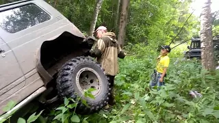 4x4 off road trip in wild forest