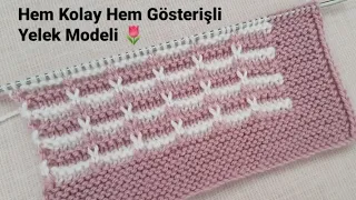 Hem Kolay Hem Gösterişli Örgü Yelek Modeli 🌾🌱 Knitting Tutorial Stitch Tunusian DIY Pattern