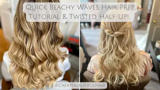 Live with Pam - Quick Beachy Waves Hair Prep Tutorial & Twisted Half Up Bridal Hairstyle!