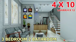 Small House Design 4 x 10 Meters 3 Bedrooms 2 Bathrooms on 4x12 Meters of Land