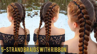 5-Strand Braids with Ribbon | Easy Hairstyles for Long Hair