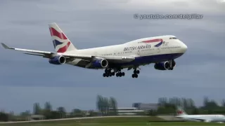 British Airways B747 windy evening landing at YVR.