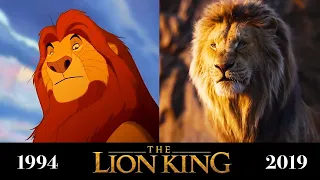 The Lion King graphics EVOLUTION. Side-by-Side 1994 vs 2019. Comparison of LION KING movie