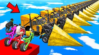 SHINCHAN AND FRANKLIN TRIED THE IMPOSSIBLE SPIKY GOLDEN TRUCK BRIDGE PARKOUR CHALLENGE GTA 5
