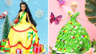 MERRY CHRISTMAS PRINCESS CAKE | Satisfying Barbie Cake Decorating | WOA Cakes