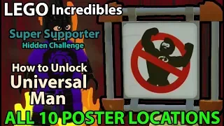 Lego Incredibles - Super Supporter Challenge Poster Locations (How to Unlock Universal Man)