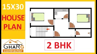 15*30 2बेडरूम वाला घर का नक्शा../// 15*30  2set bedroom house plan