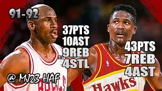 Michael Jordan vs Dominique Wilkins Highlights vs Hawks (1991.12.21) - 80PTS, INSANE Scoring BATTLE!