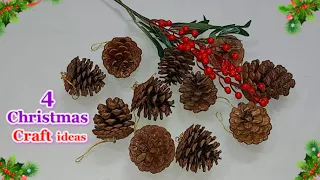 4 Economical Christmas Craft idea made with Pine cones | DIY Budget Friendly Christmas craft idea🎄96