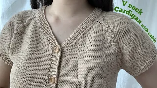 레글런에 🥨꽈배기를 더한 브이넥 가디건 함께 떠보아요:) / V-neck cardigan with cable raglan tutorial