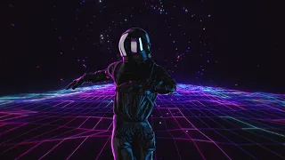 neon dancing astronaut