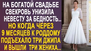 Свекровь высказала невесте за бедность, сорвав богатую свадьбу. Но спустя девять месяцев...