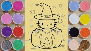 Sand Painting coloring Halloween Hello Kitty for kids and toddlers❤️沙畫Tô màu tranh cát