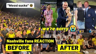 Nashville fans funny reaction before and after Messi won Leagues Cup 2023