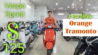 Review Vespa Sprint S 125 màu Cam mới về CH mai Duyên + giá bán mới nhất 01/10/2023. #vespa #sprint