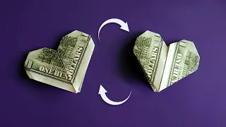 Денежное сердечко трансформер ❤ Оригами сердце из денежной купюры ❤ Money Magic Heart Origami