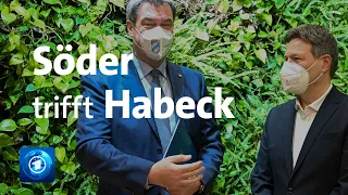 Windräder und Corona-Hilfen: Habeck trifft Söder - Pressekonferenz aus München